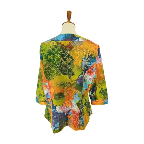 Coldwater Creek multicolor blazer or cardigan, size W18, pockets - Picture 3 of 9